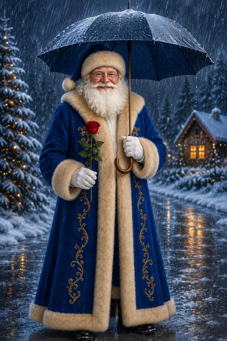 Blue Father Christmas Coat, view 4