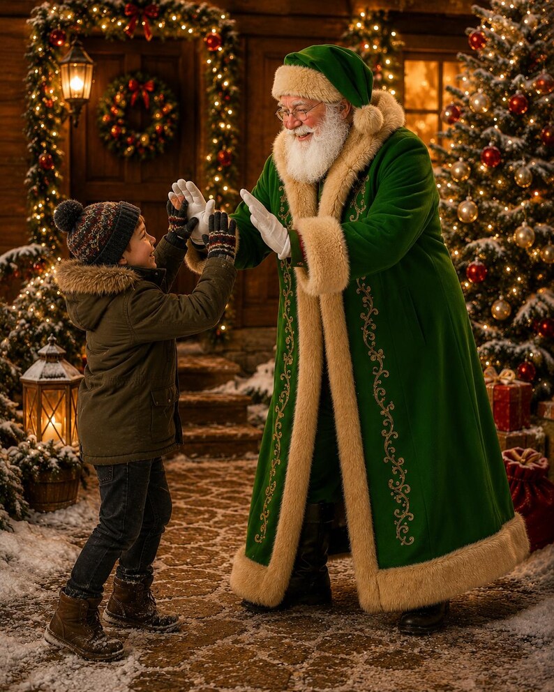 Blue Father Christmas Coat, view 6