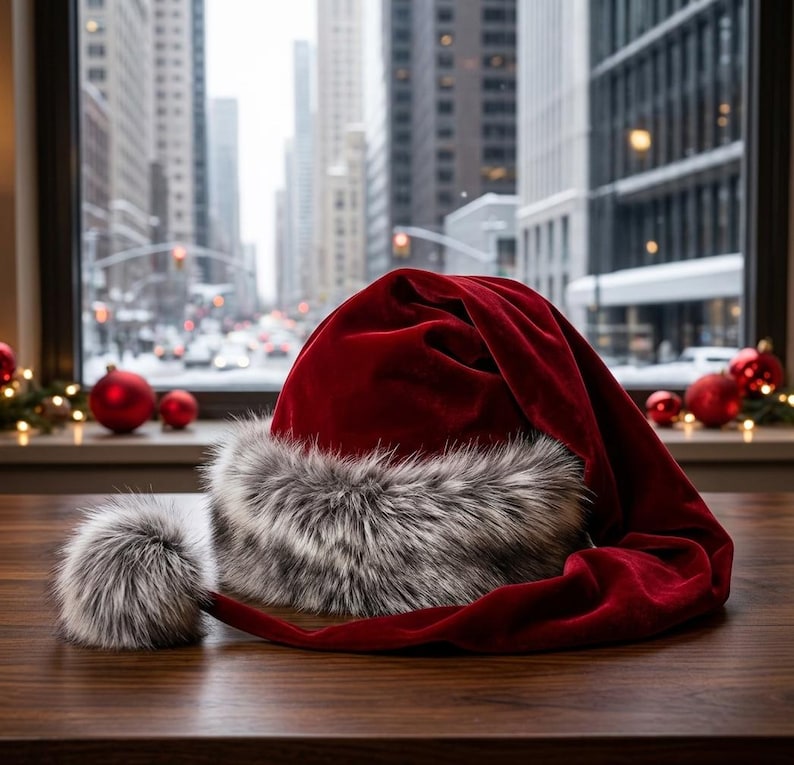 Elegant Christmas Red Fur Coat for Women, view 3