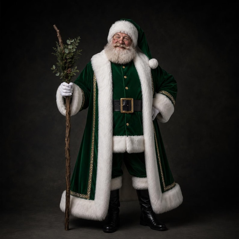 Green Velvet Santa Coat, view 10