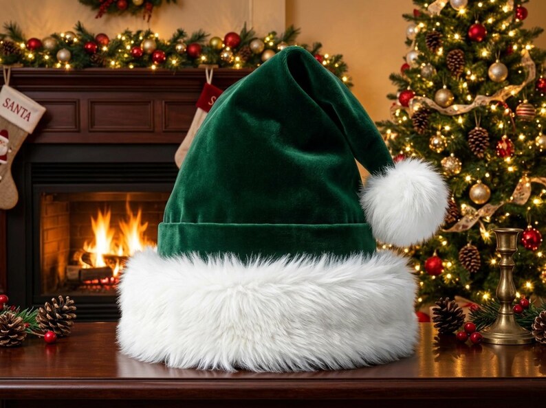 Green Velvet Santa Coat, view 6