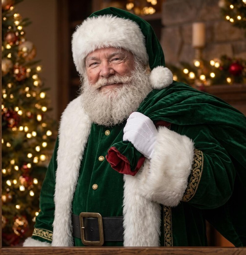 Green Velvet Santa Coat, view 7