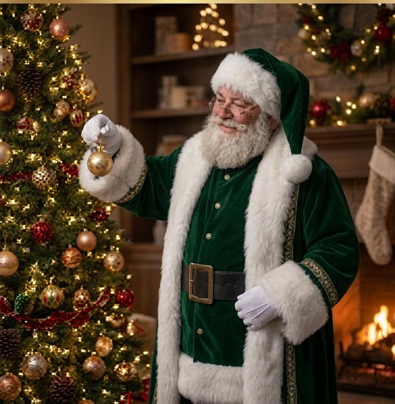 Green Velvet Santa Coat, view 8