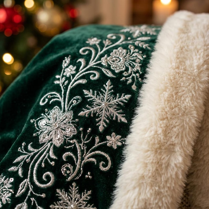 Green Velvet Santa Coat with Hood, view 8