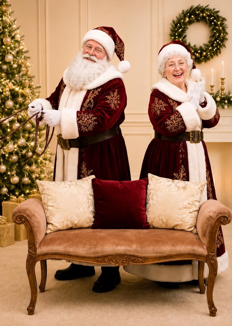 Mr & Mrs Claus Coat Set: Red Santa Outfit with Gold, view 10