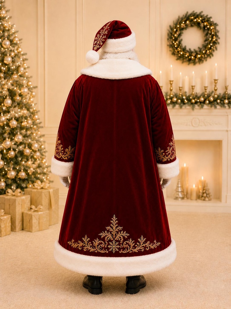 Mr & Mrs Claus Coat Set: Red Santa Outfit with Gold, view 3