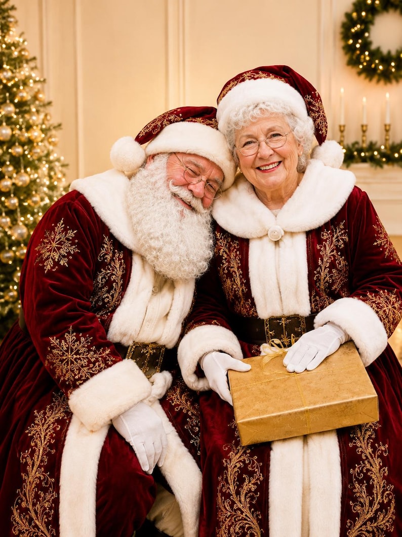 Mr & Mrs Claus Coat Set: Red Santa Outfit with Gold, view 5