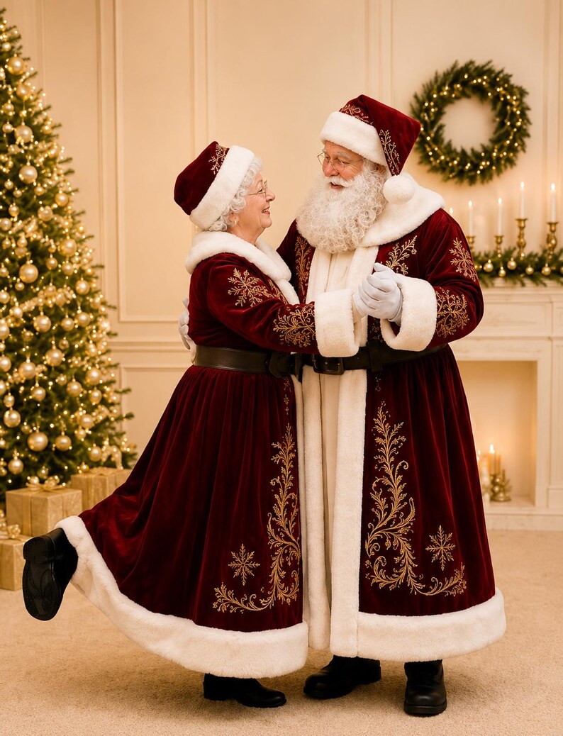 Mr & Mrs Claus Coat Set: Red Santa Outfit with Gold, view 8