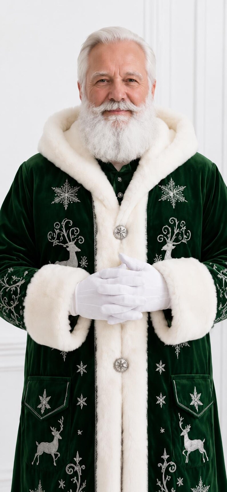 Victorian Style Green Santa Coat, view 5